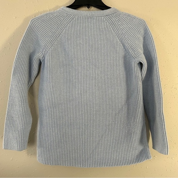 J. Crew Factory Pale Blue V-Neck Cable Knit Sweater Medium Casual Comfy - Picture 4 of 6